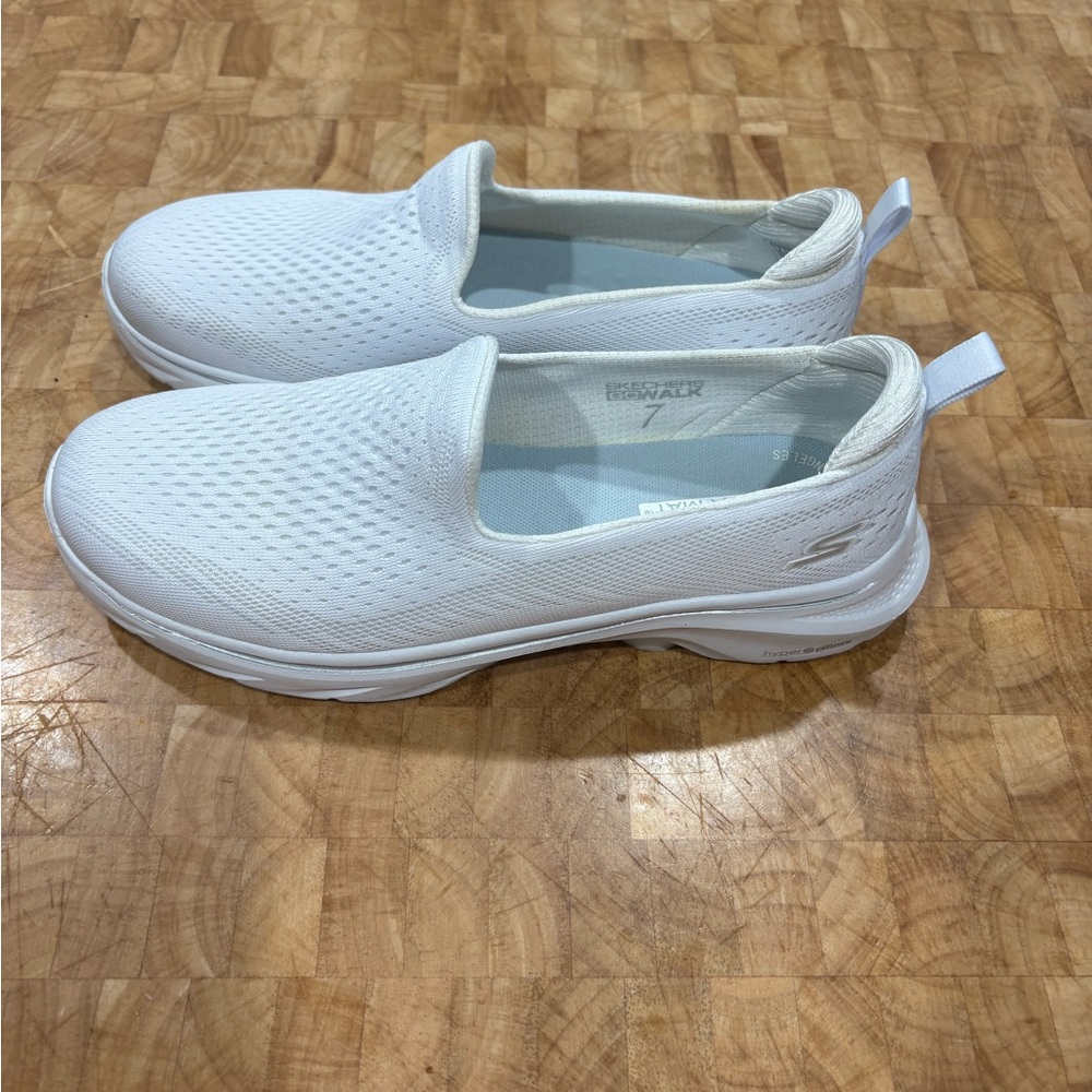 Skechers White Slip-On Walking Shoes